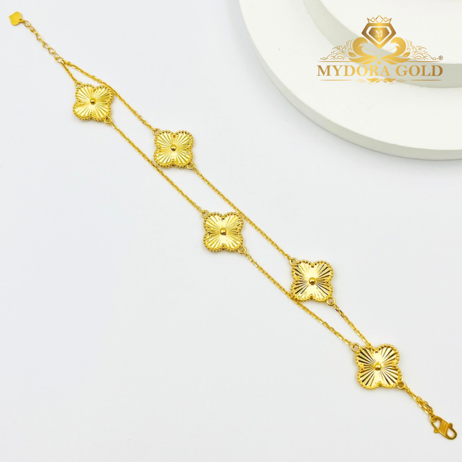 MYDORA Rantai Tangan Sauh Fesyen Double Layer Clover l EMAS 916/22K