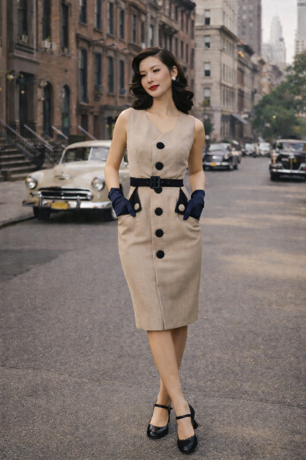 Madison Avenue Elegance  – 1950s Tailored Pencil Dress (FM227)