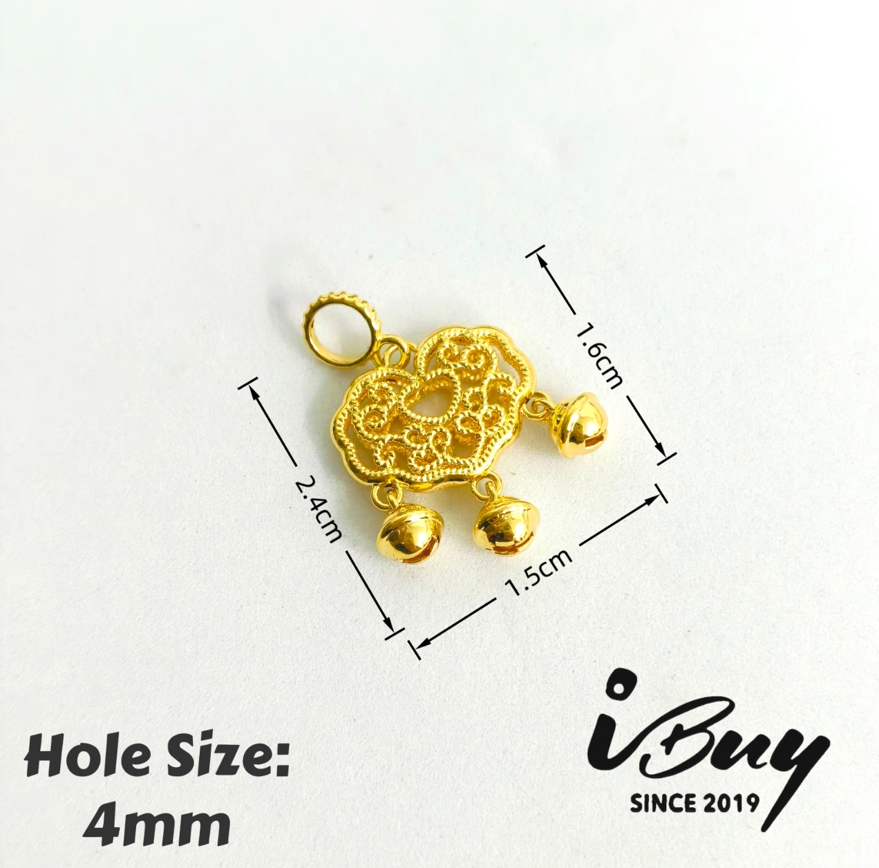 916 HARD GOLD OPENWORK HEART SHAPE LUCKY LOCK CHARM 916 硬金 爱心平安锁串咀