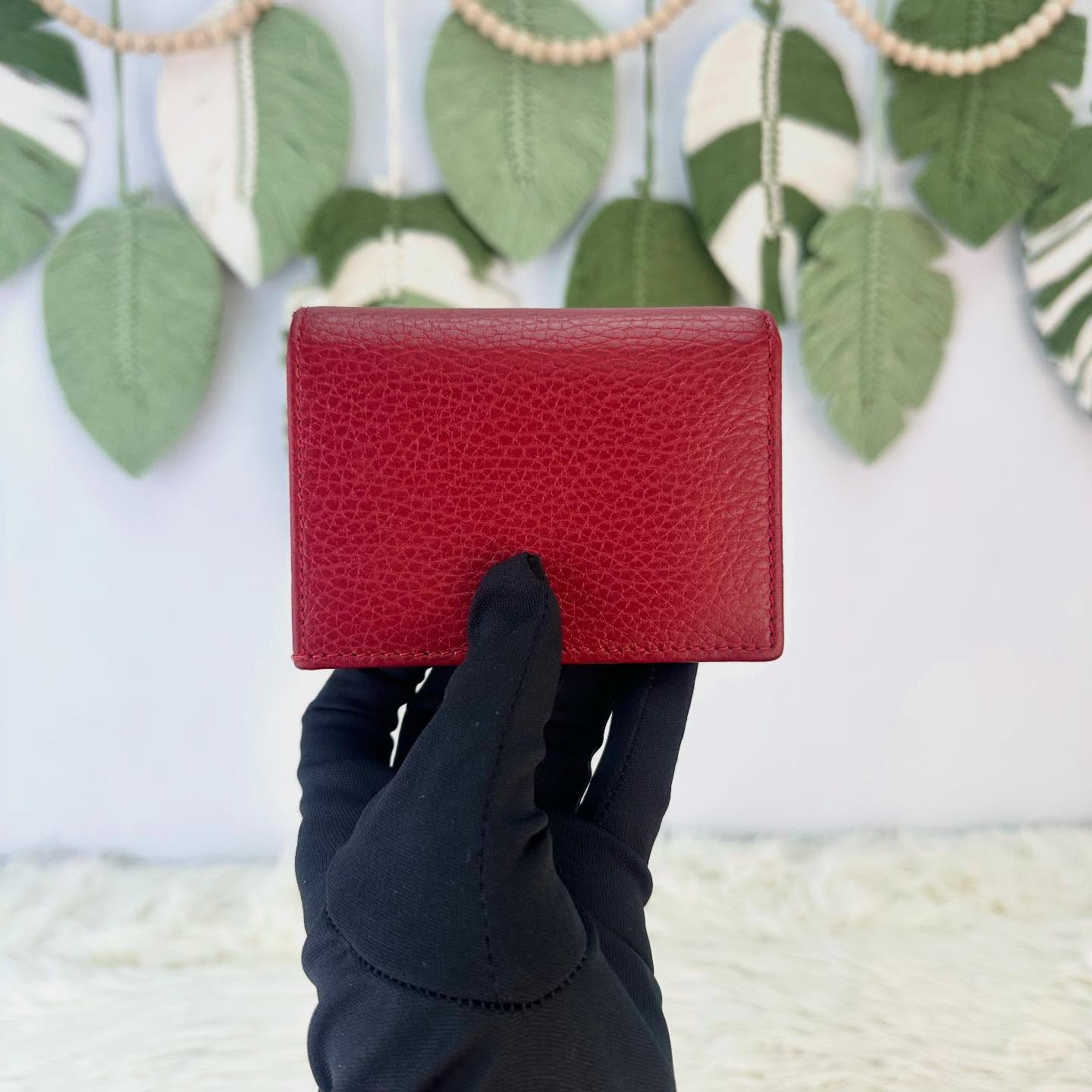 GUCCI 🤍PRE OWNED Marmont Card Case Wallet 紅色金扣短銀包 全套有盒❤️ 