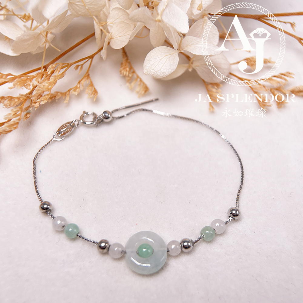D-36J 天然翡翠A玉 薄荷糖系列純銀手鏈