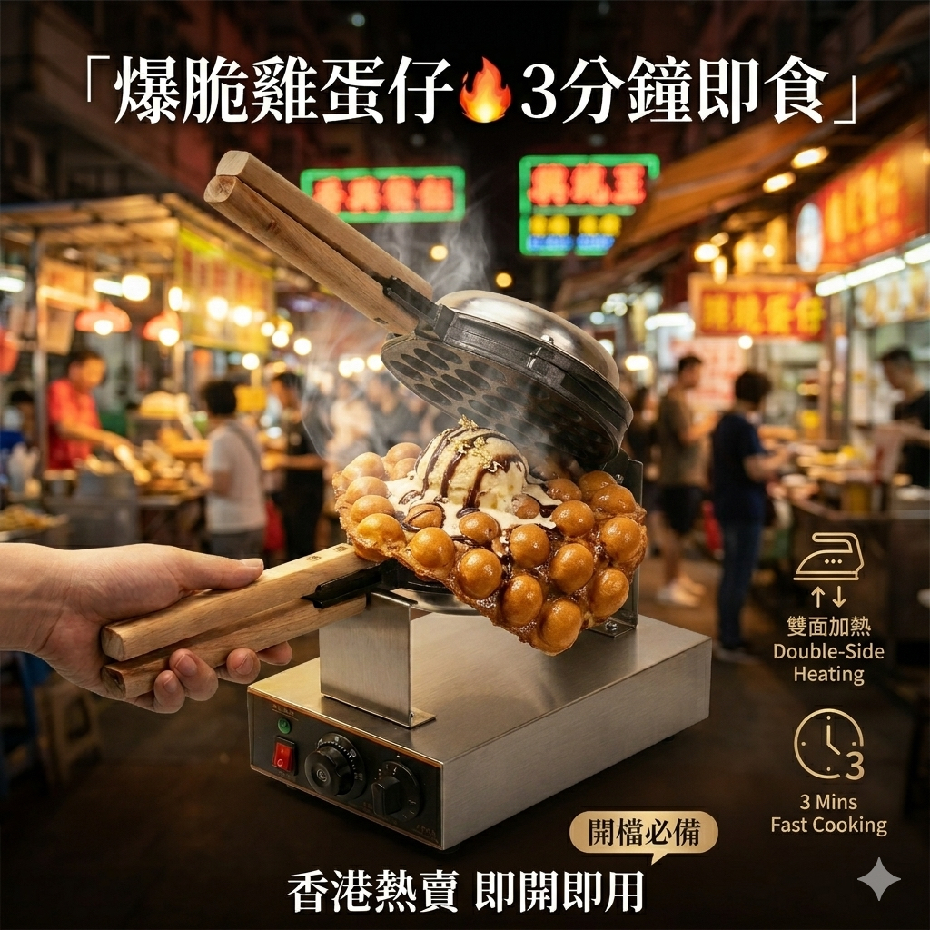 香港商用雞蛋仔機 爆脆雞蛋仔機 雙面加熱快速出爐 夜市創業必備 小食檔專用電熱雞蛋仔機 #另有港式格仔餅機