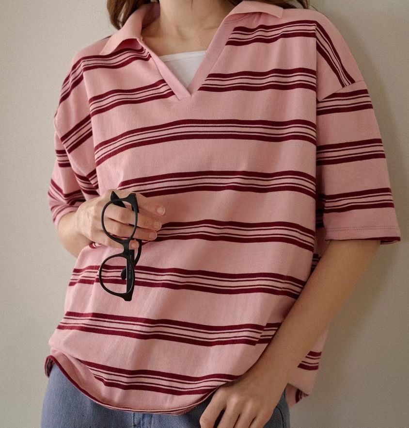 G6204 韓國🇰🇷反領V領橫間top