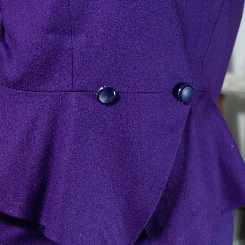 Vintage 1980s Japanese Purple Wool Polka Dot Twin Set - Blazer and Skirt(MT1607-9)