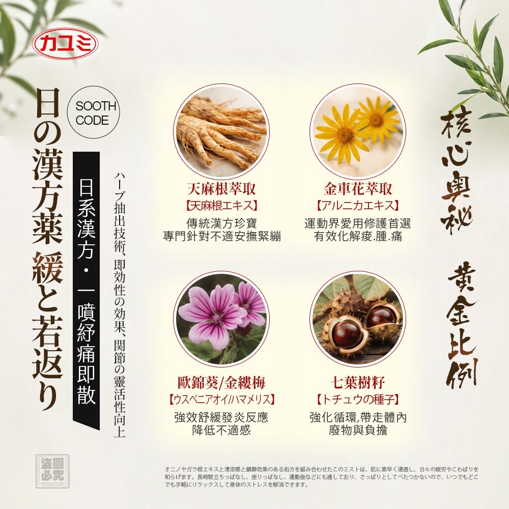 日本カユミ-天麻根草本舒緩噴霧60ml