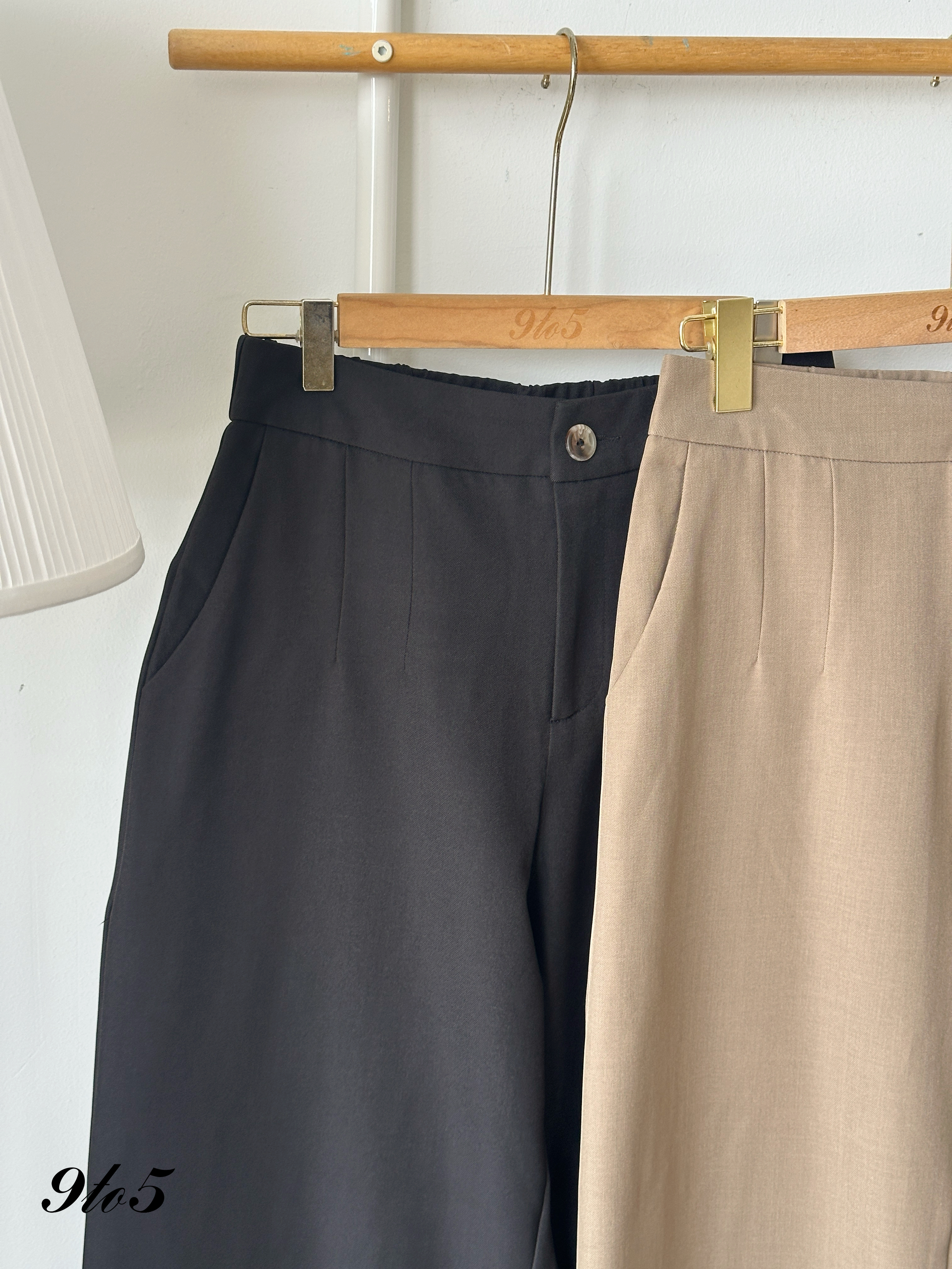 S1884 Wide Leg Long Pants - Black & Brown