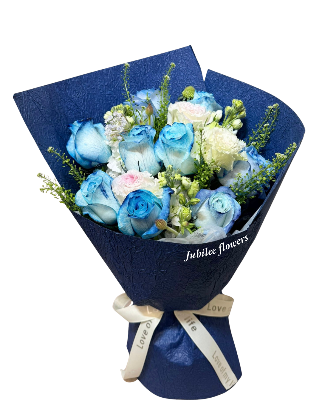 碎冰藍玫瑰花束
