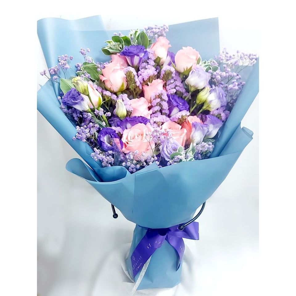 Bq21 粉玫紫白桔梗花束 Iflorist Limited