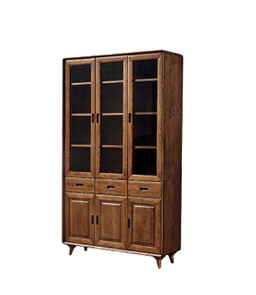 實木三門書櫃