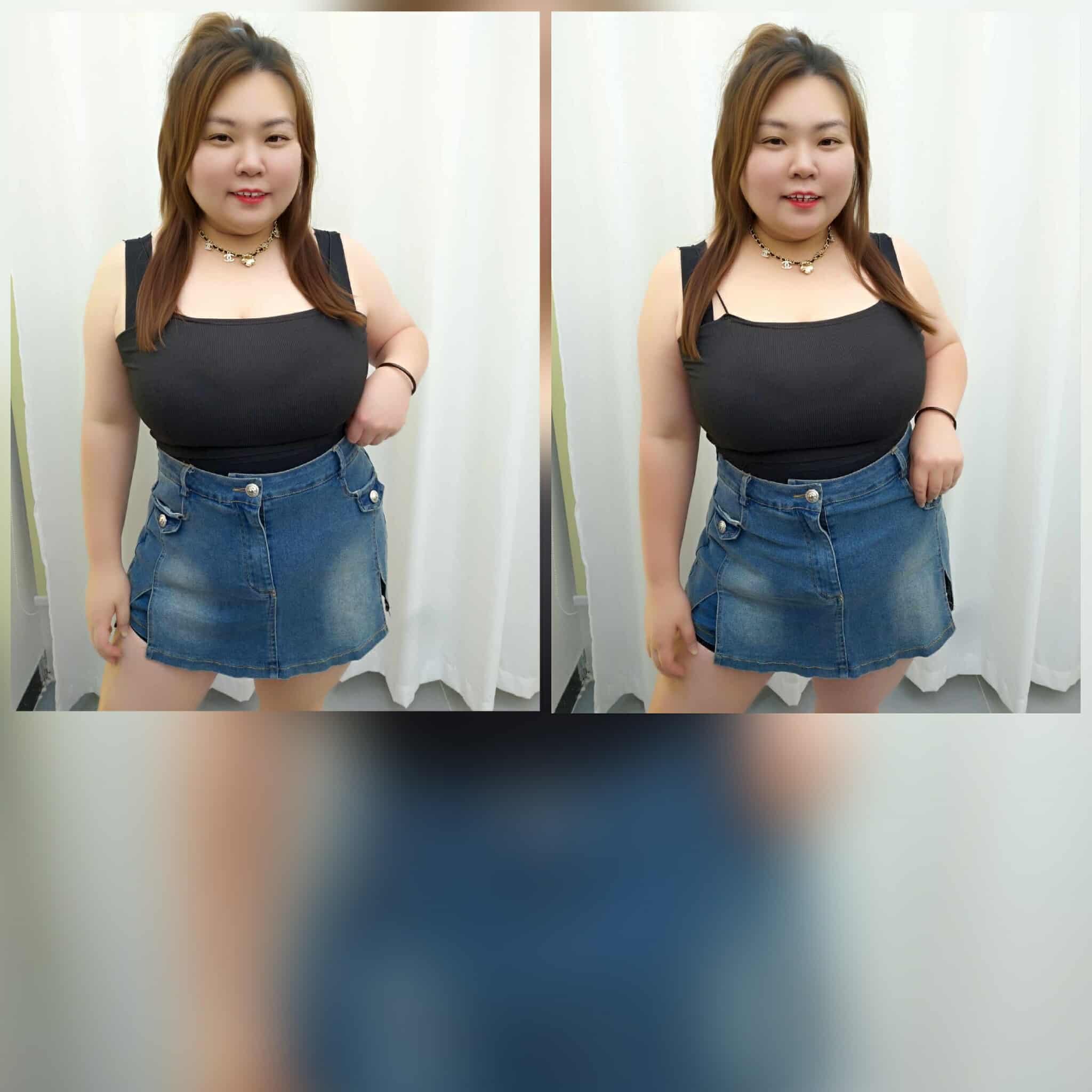 TW#1641 边开叉前裙后裤牛仔裤裙