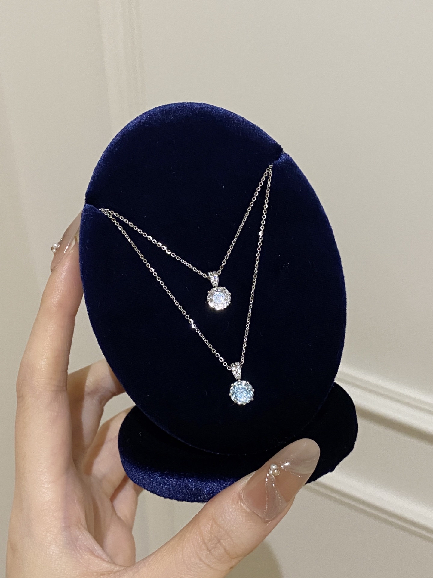 玫瑰切闪钻项链