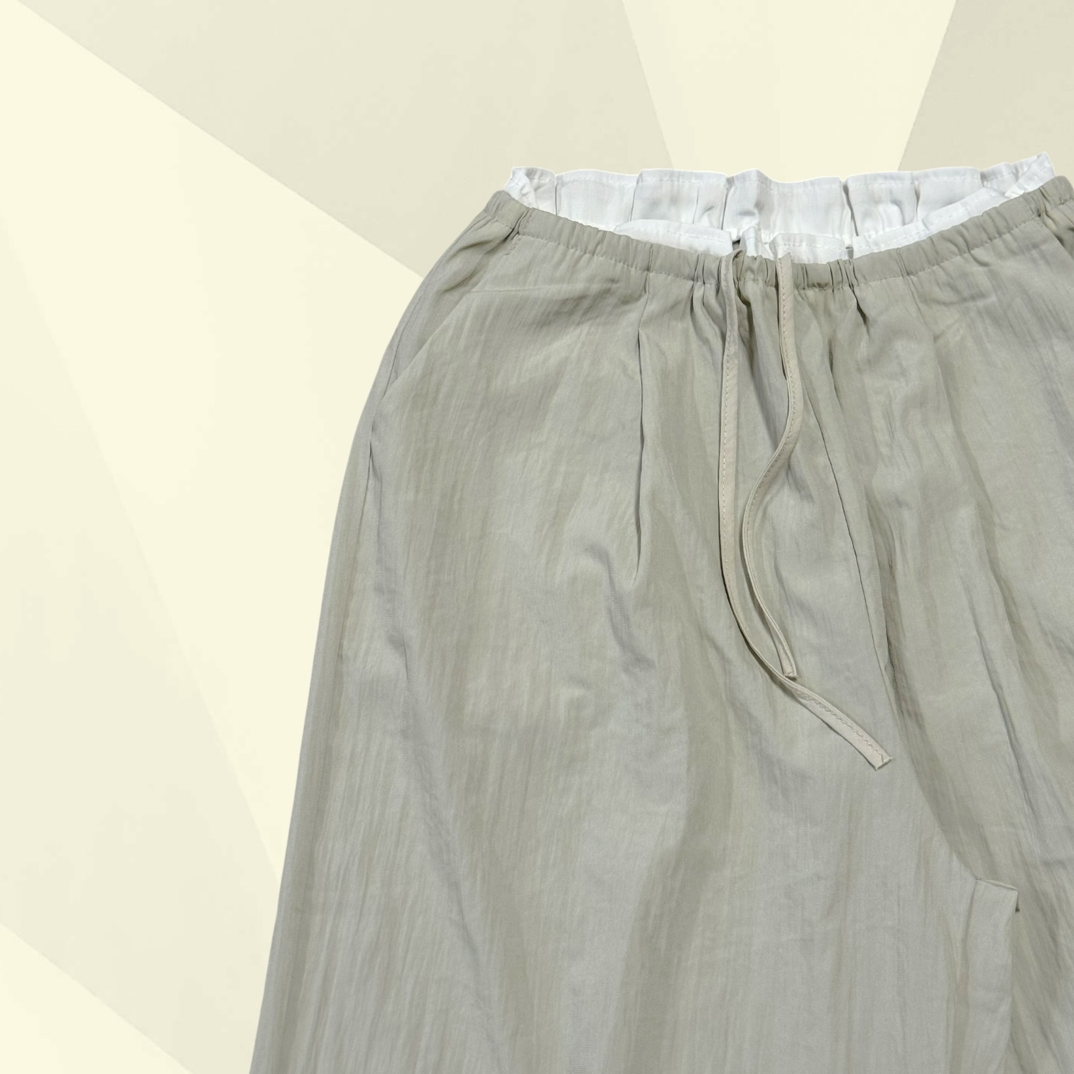 221194 撞色風褸料長褲