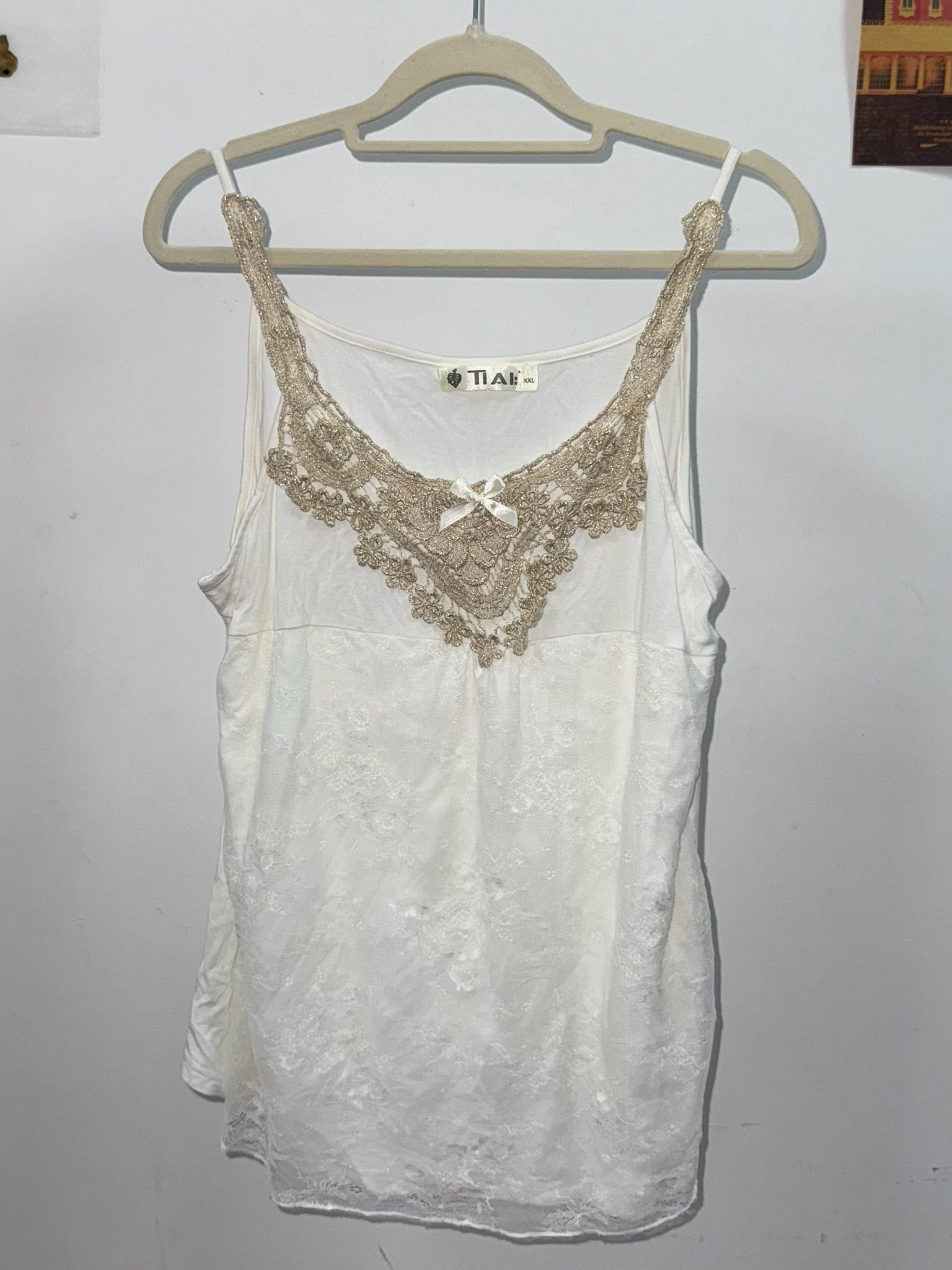 Antique Gold Bow Lace Cami