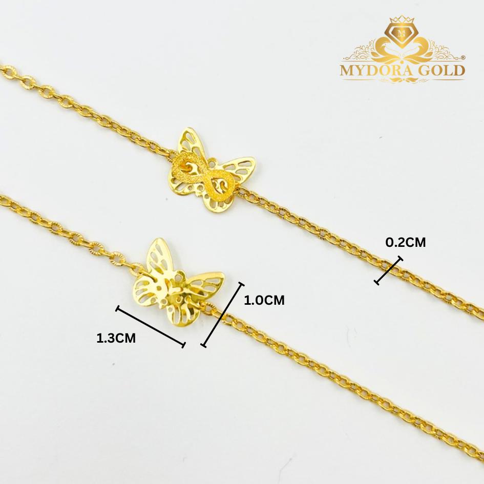 MYDORA Rantai Tangan Sauh Matahari + Butterfly l EMAS 916/22K