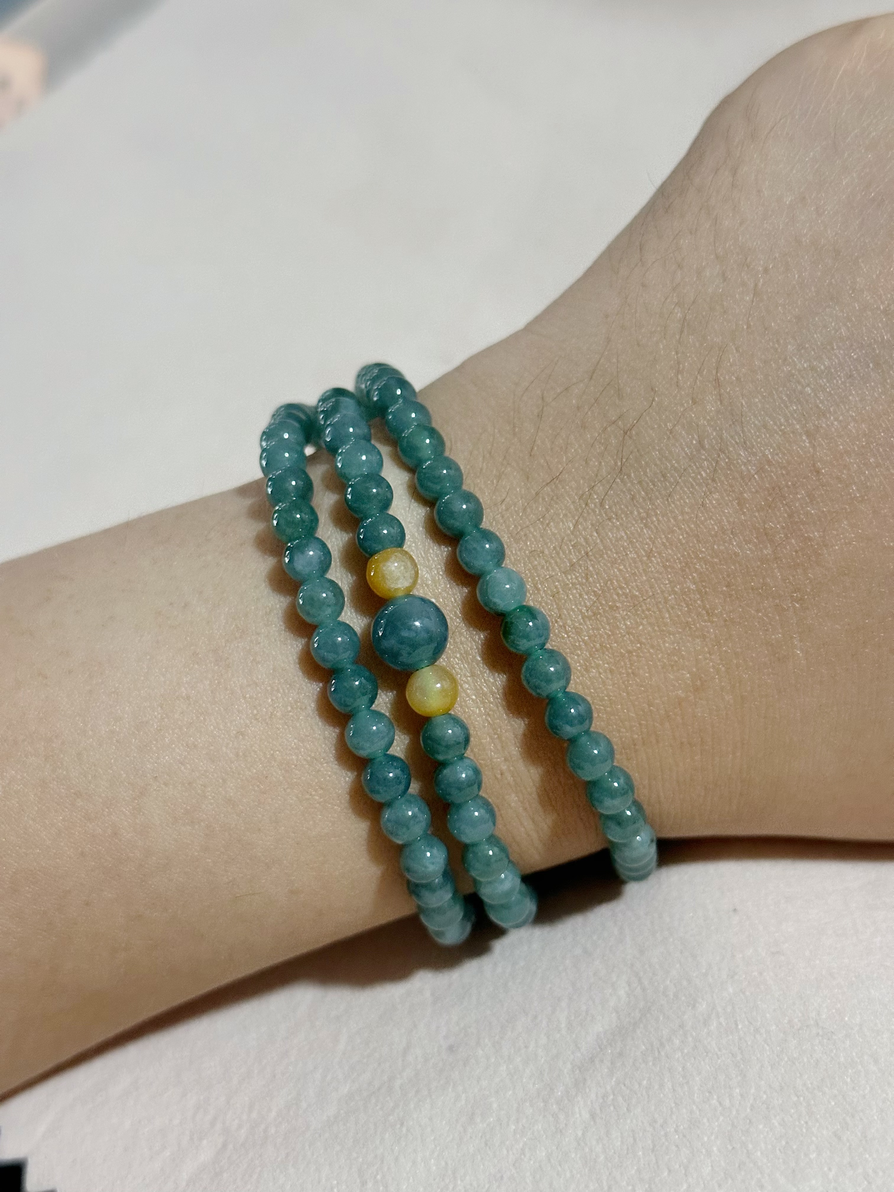 4mm藍水三圈手串