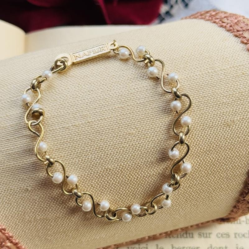 Vintage Napier S shape Faux Pearl Bracelet - 15cm/6"(MT2193)