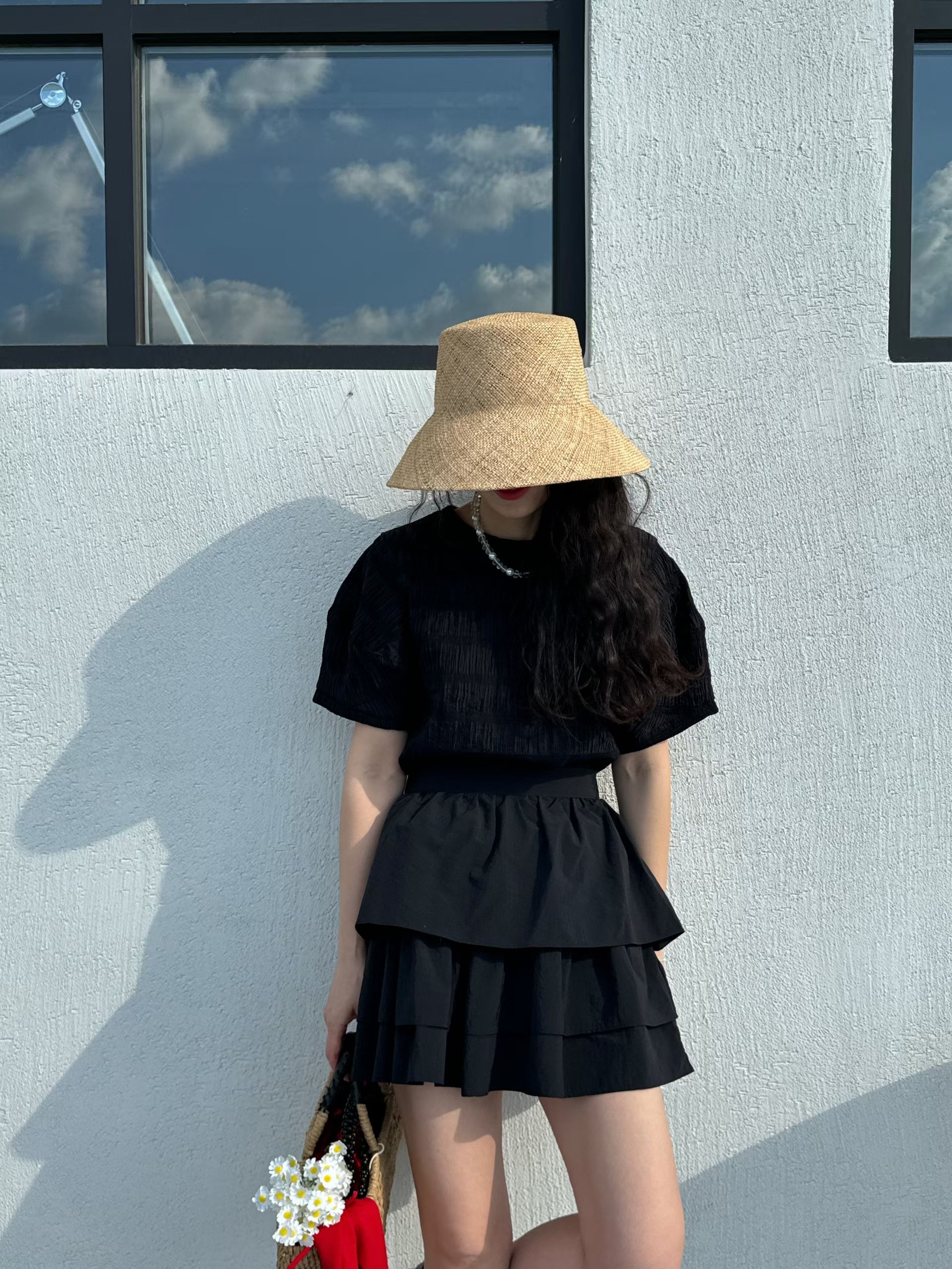 皺布燈籠袖上衣