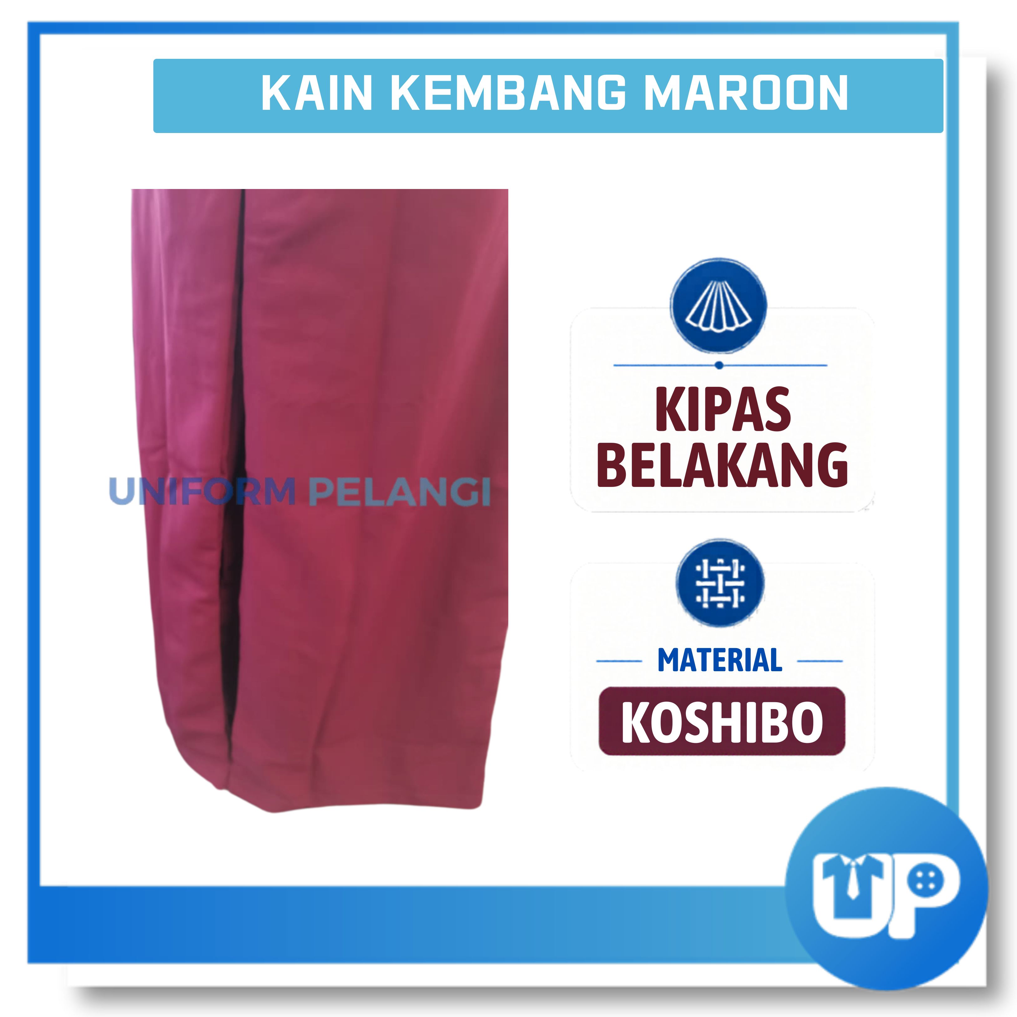 Kain Kembang Pengawas Maroon Sekolah Material Koshibo Kipas Belakang Susun Belakang