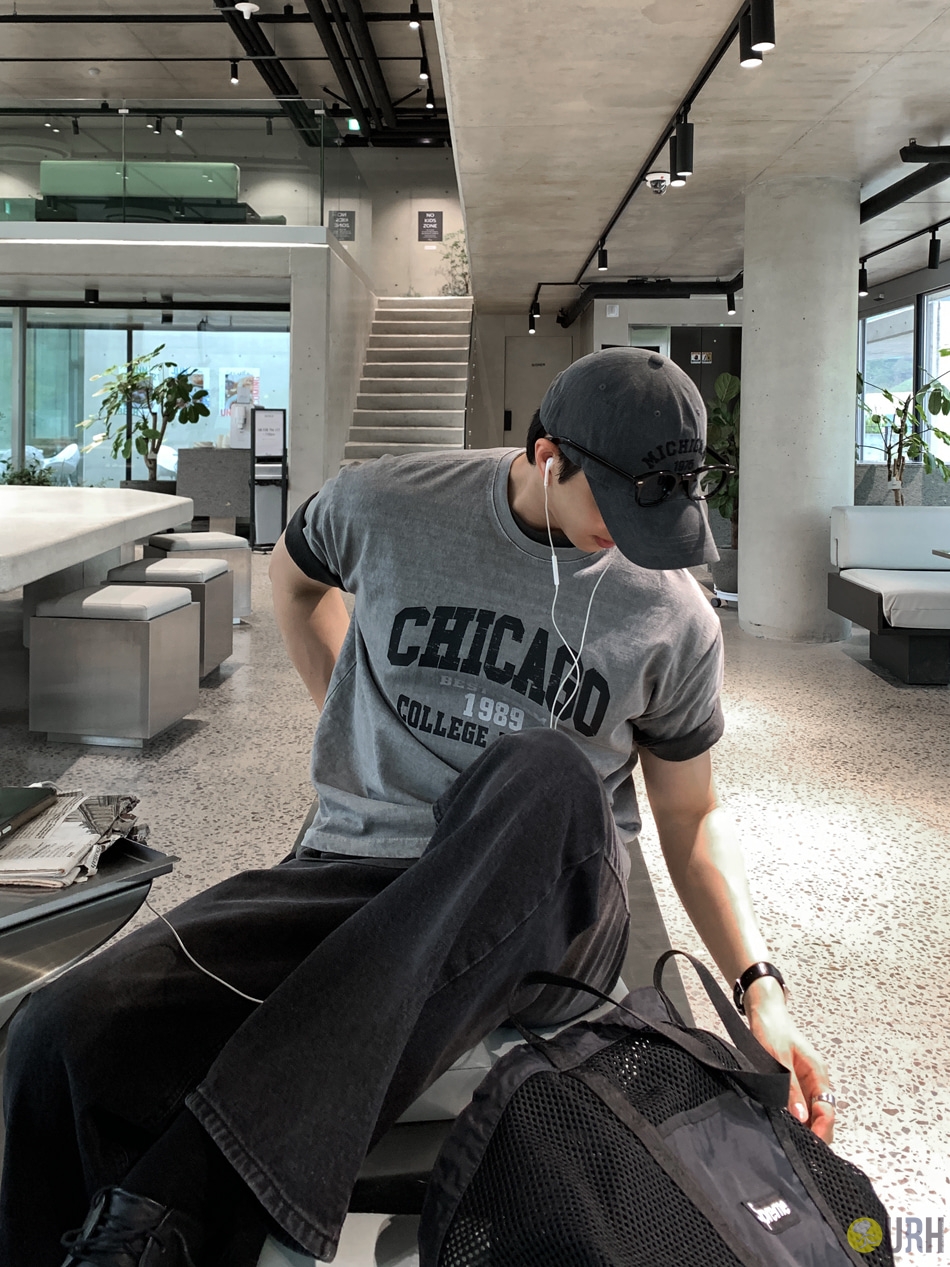 【100%保證韓國直送】美式復古噴染水洗 CHICAGO 印字短版短袖 Tee 👕 [5 color] RL114975