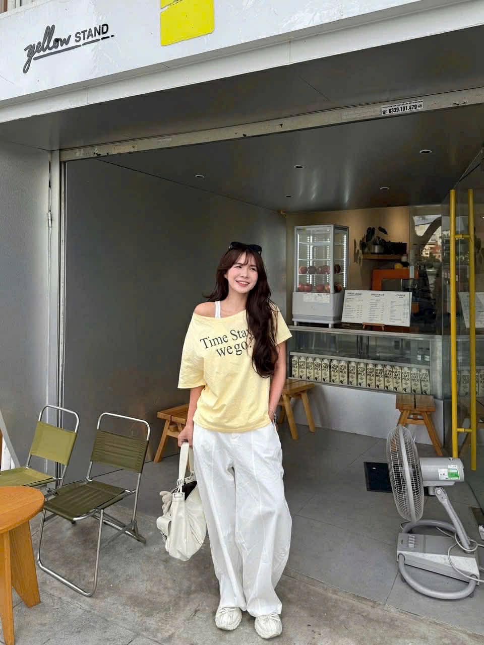 斜肩字母上衣+长裤三件套