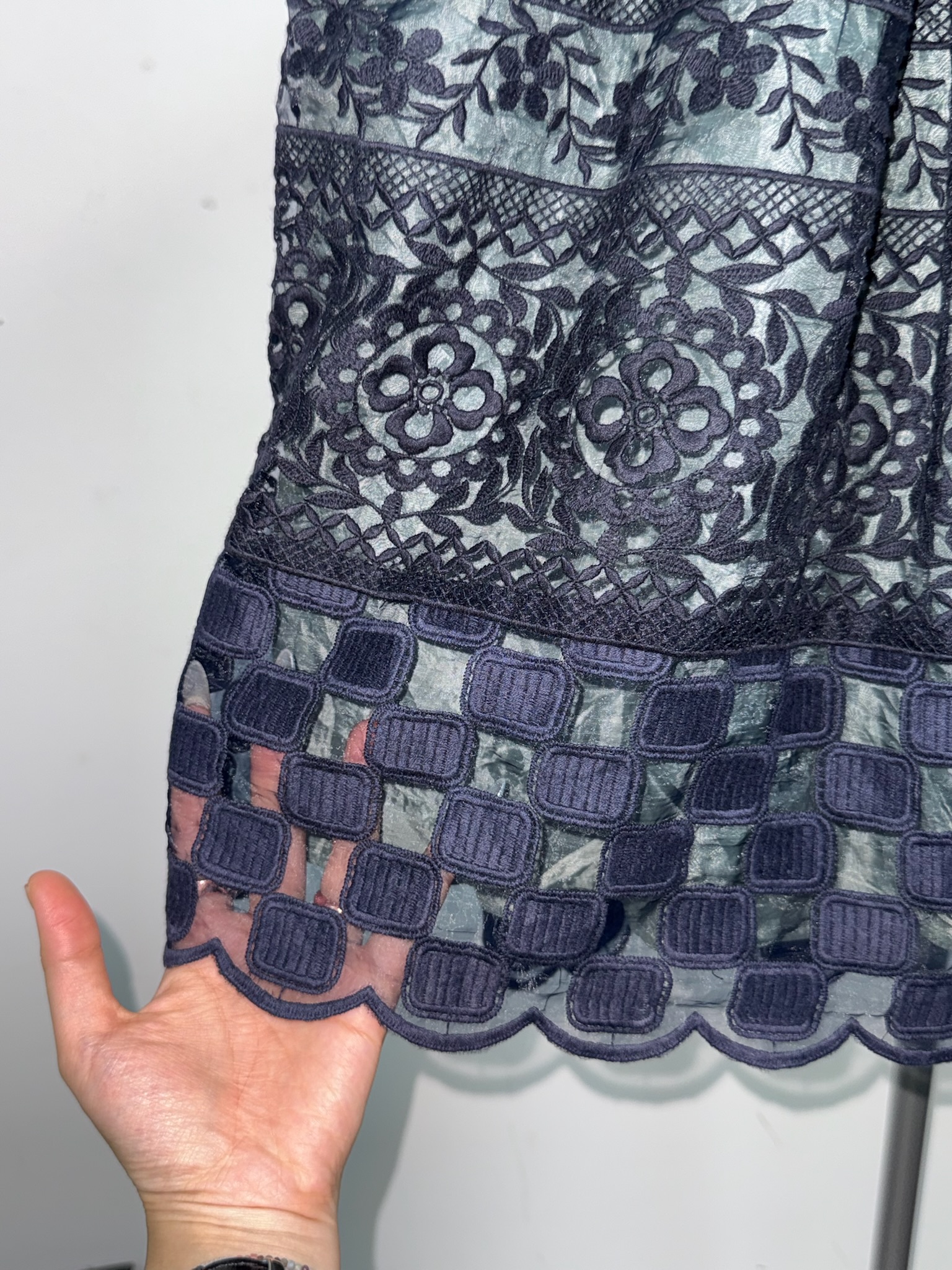 Vintage Baroque Sage Green Midi Skirt 