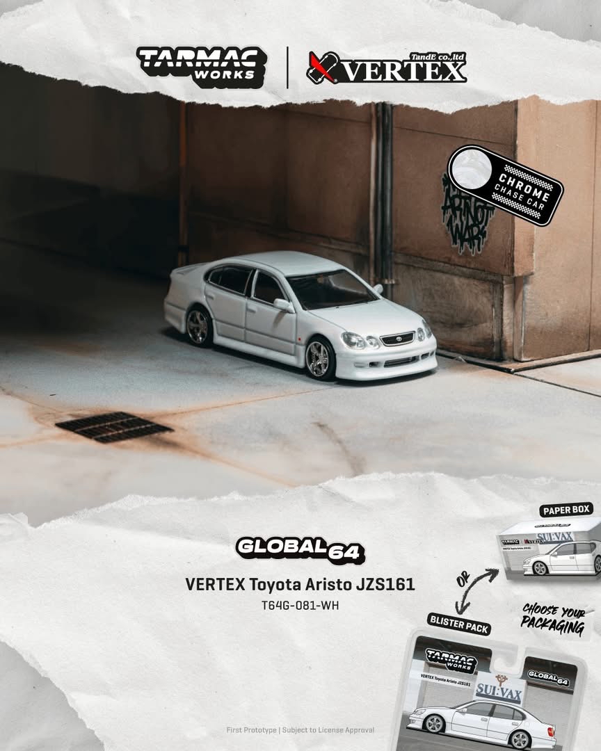 （預訂 Pre Order) Tarmac Works   ( T64G-081-WH ) VERTEX Toyota Aristo JZS161 White