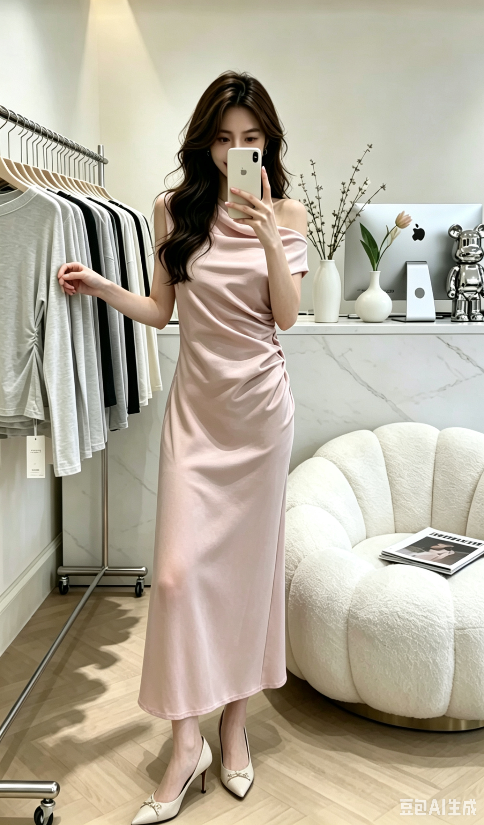 4441 Silk Asymmetry 单肩斜肩缎面礼服裙