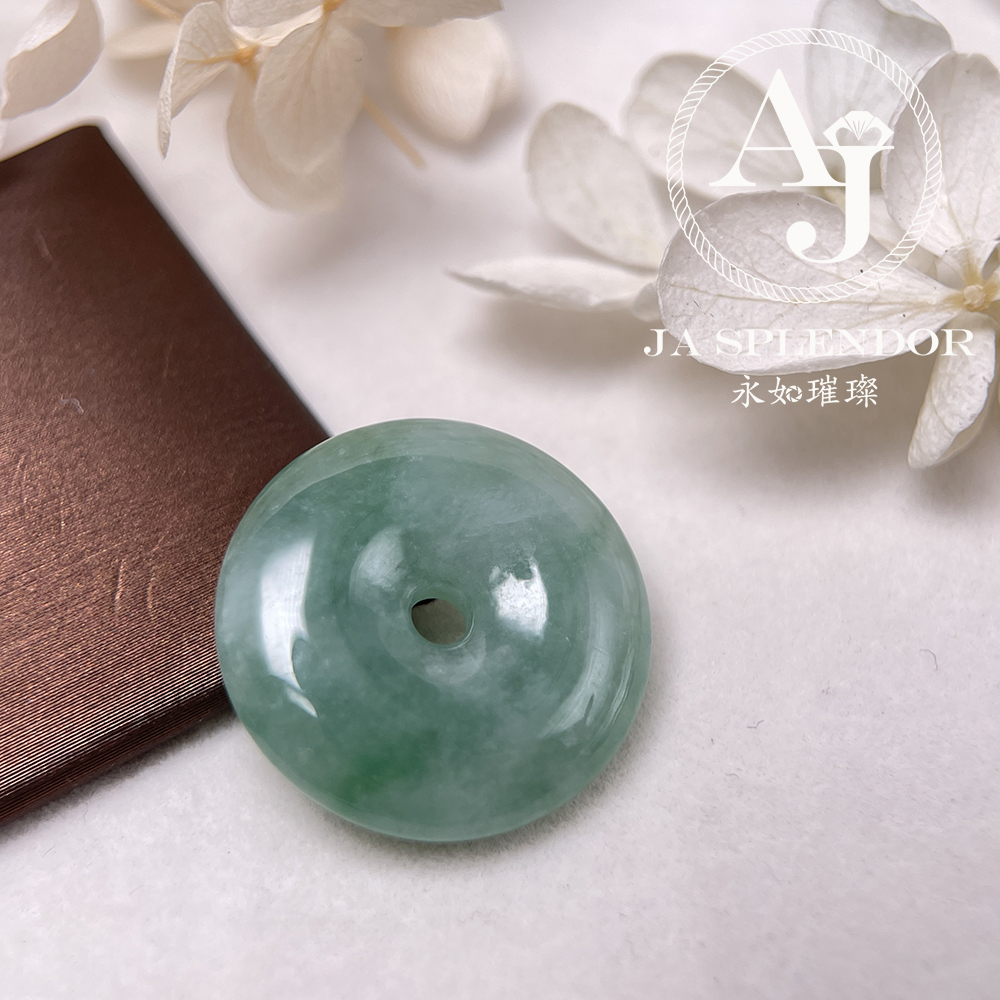 JN-188 天然翡翠A玉 冰潤甜綠平安扣