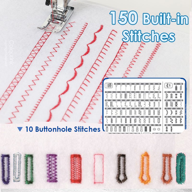 Brother A150 Portable Strong Computerized Sewing Machine 10 Buttonhole Stitches 150 Stitches 4 Lettering