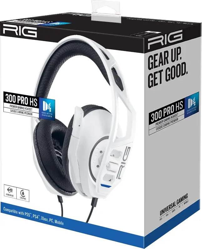 【香港行貨】PS5 NACON RIG 300 PRO HS 有線多平台電競耳機 (白色)  PS5-1266