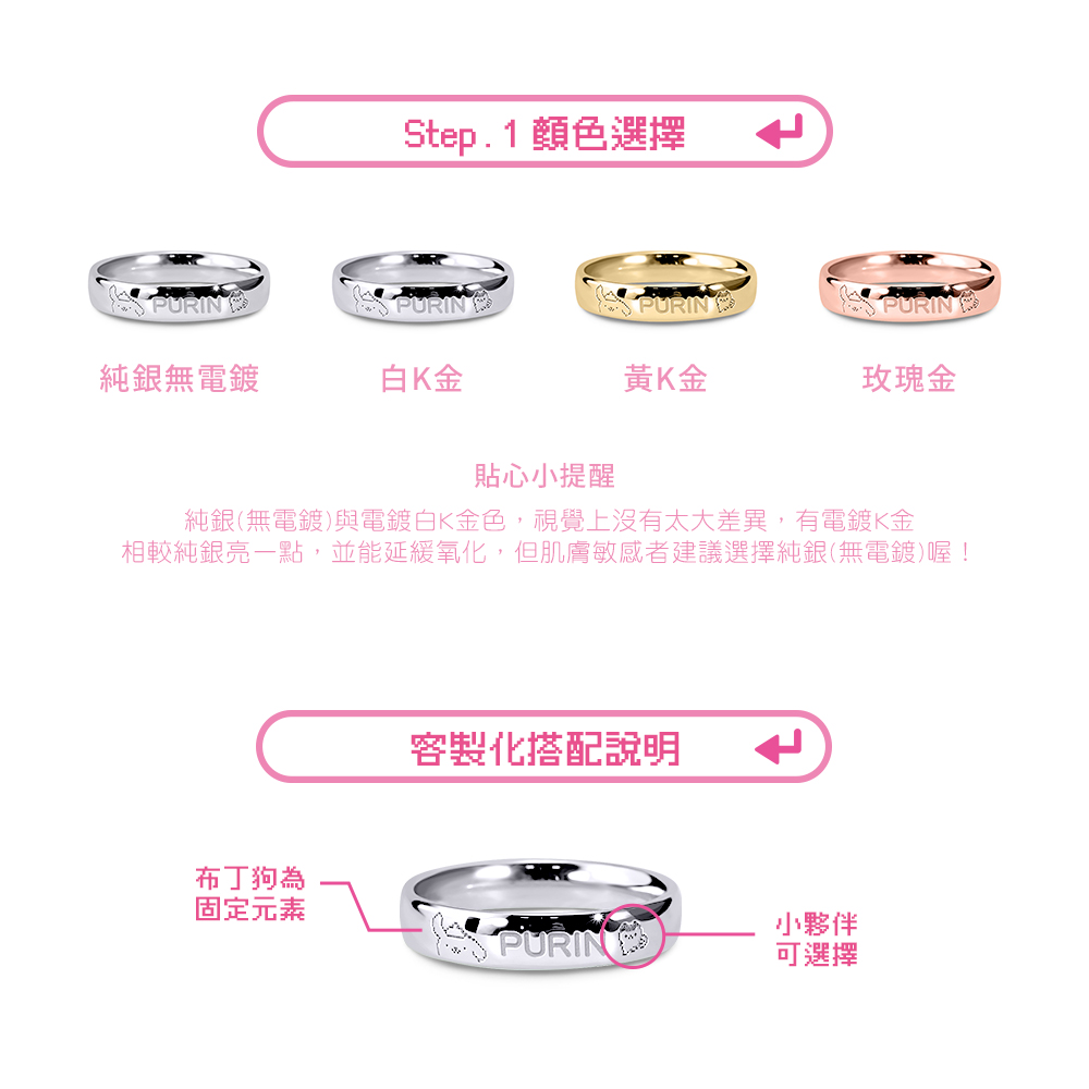 📦訂購 台灣限定 三麗鷗 SanrioＸSTORY 故事銀飾 30週年系列 Pom Pom Purin 布丁狗像素雷刻訂製純銀戒指