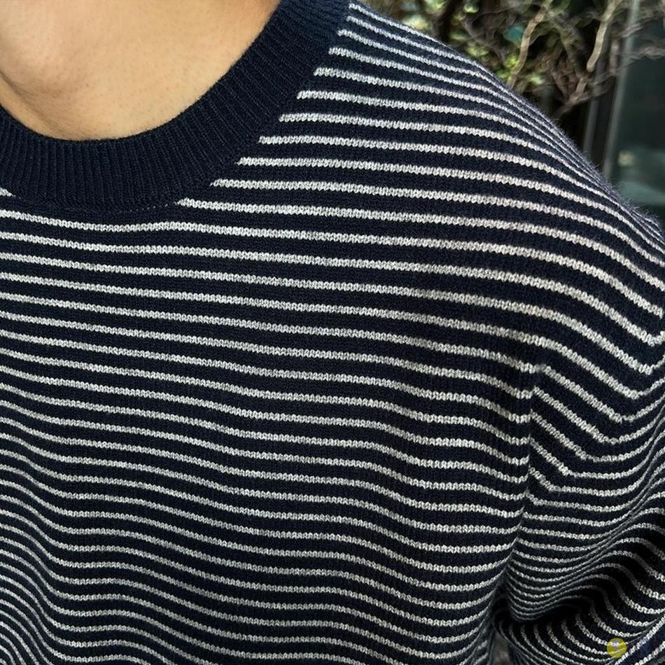 【100%保證韓國直送】莫代爾水洗條紋圓領針織上衣 [3 color] RG165757