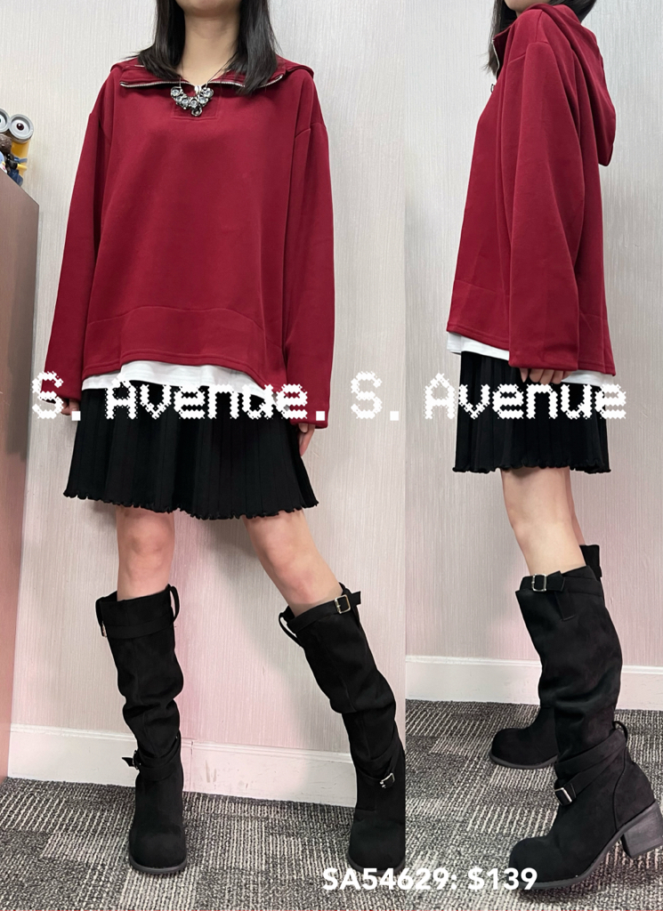 SA54629: 長袖領拉錬假兩件