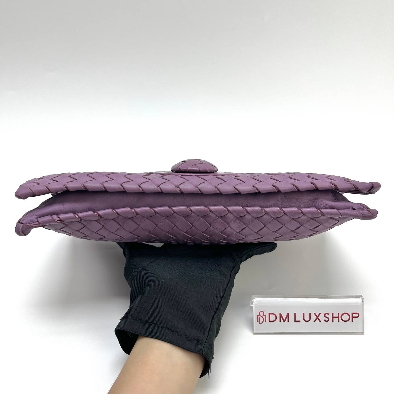 BV Intrecciato Turn Lock Clutch Purple