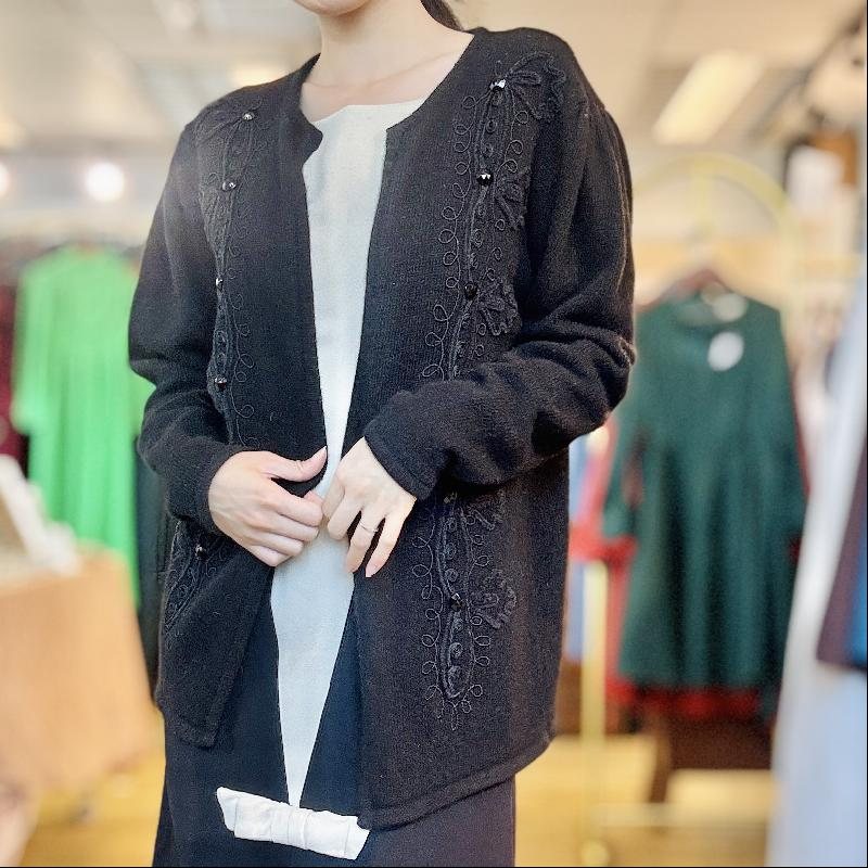 Vintage Made in Hong Kong Lambswool & Angora Rabbit Hair Embroidered Bolero (MT2529)