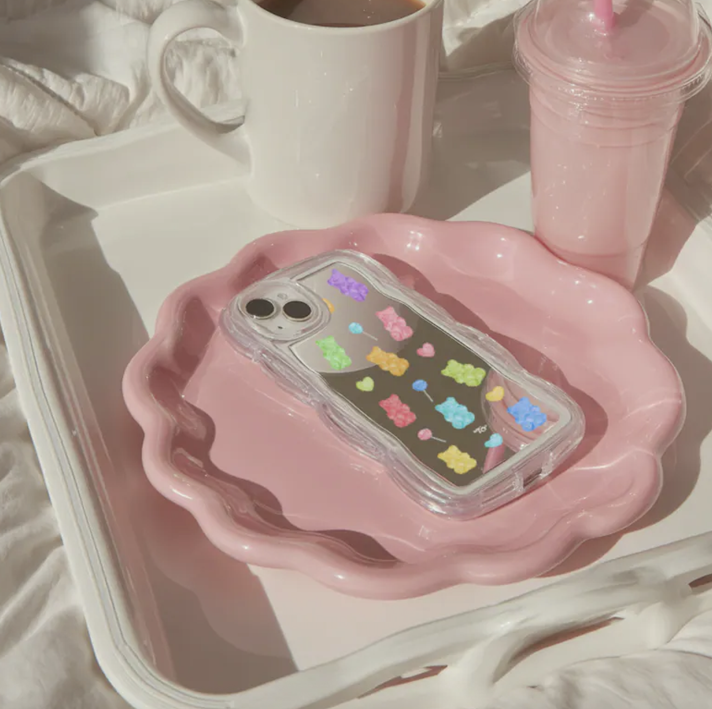 【Bling Bling Gummy Bears】波浪邊框鏡面 iPhone Case