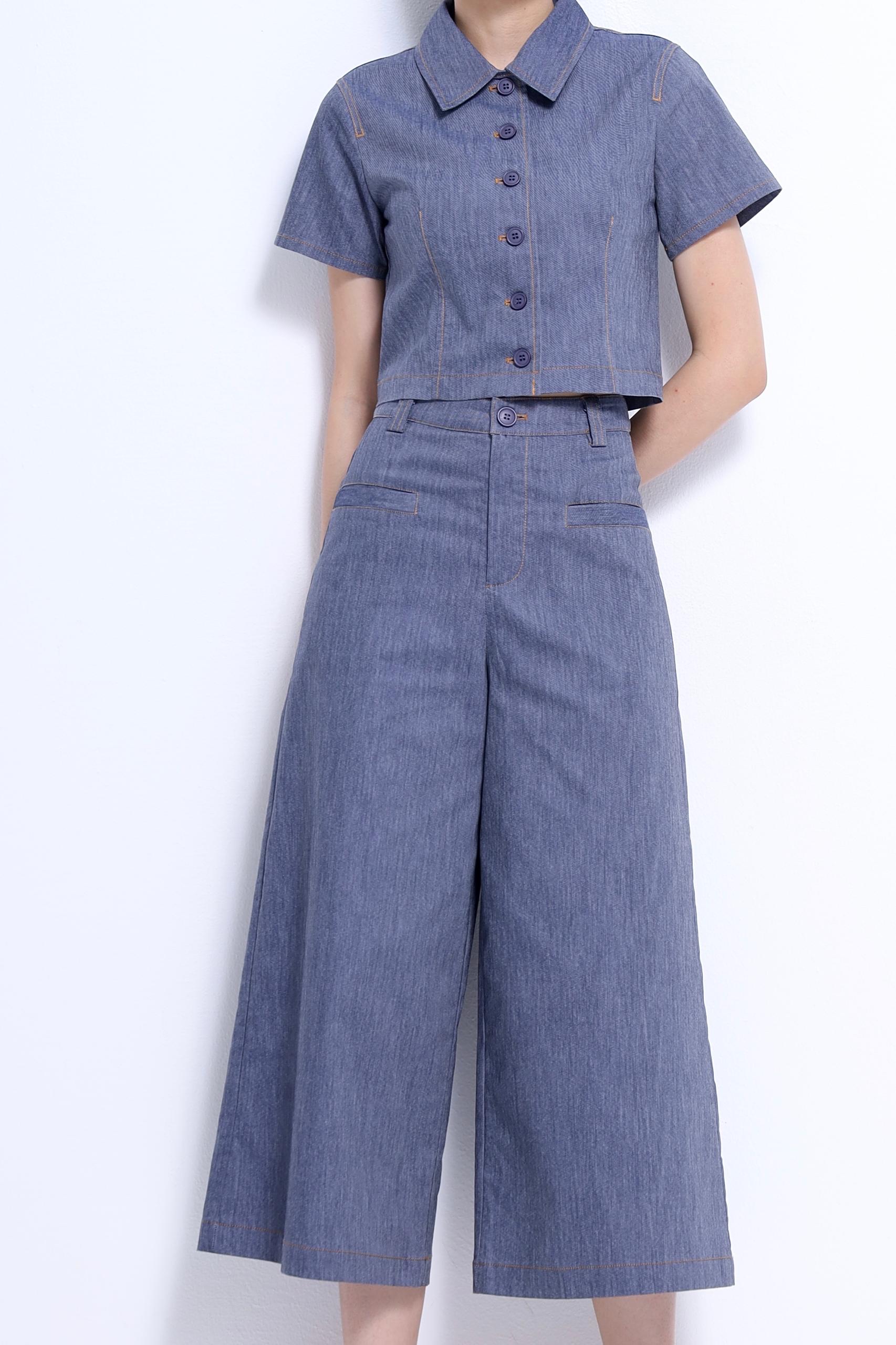 CB2750 Contrast Stitch Cropped Top