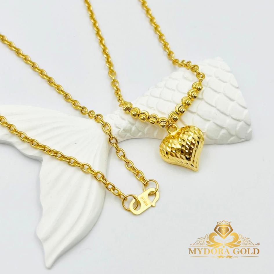 MYDORA Rantai Leher Sauh + Boba + Love Pahat l EMAS 916/22K