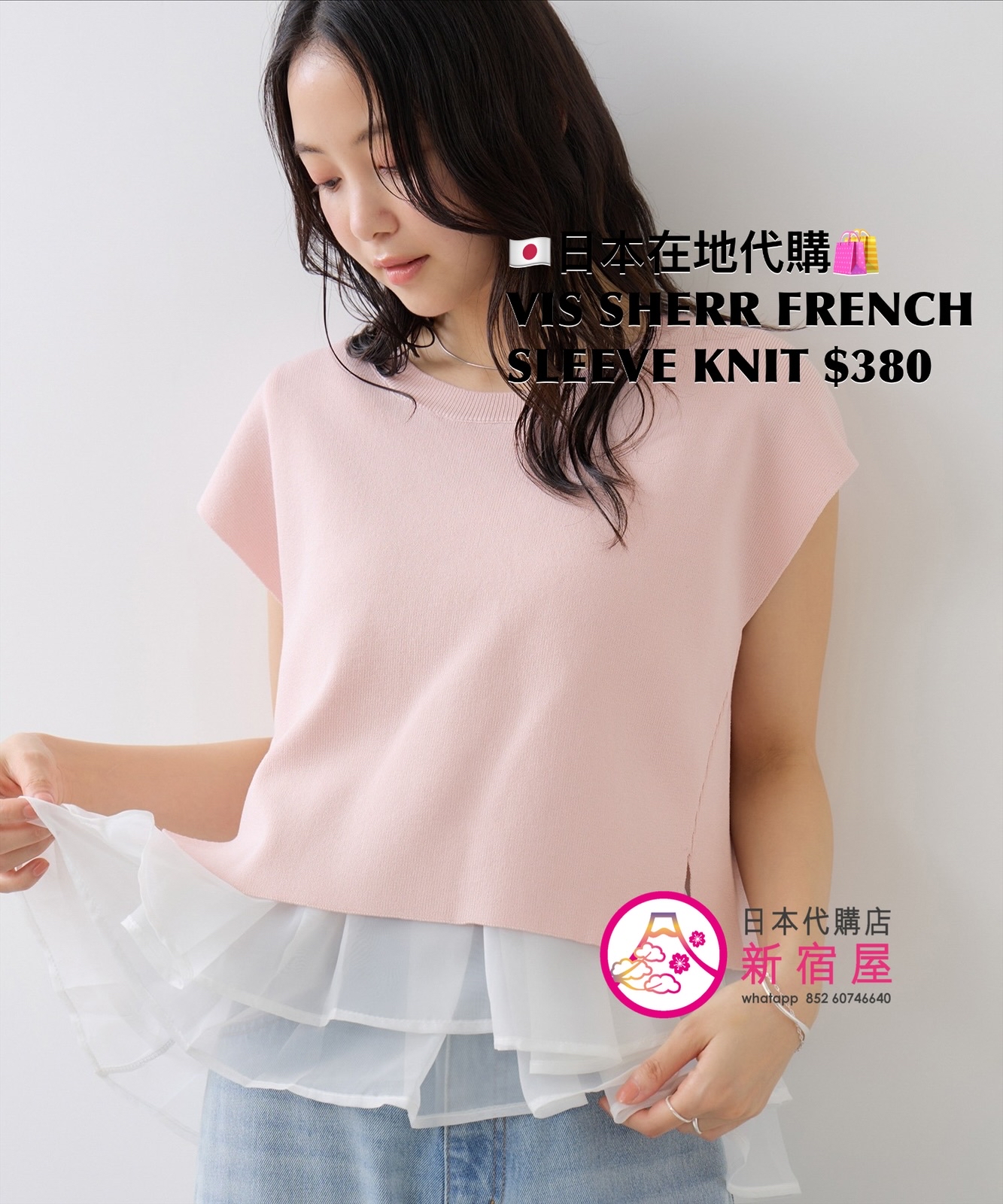 VIS SHEER FRENCH SLEEVE KNIT