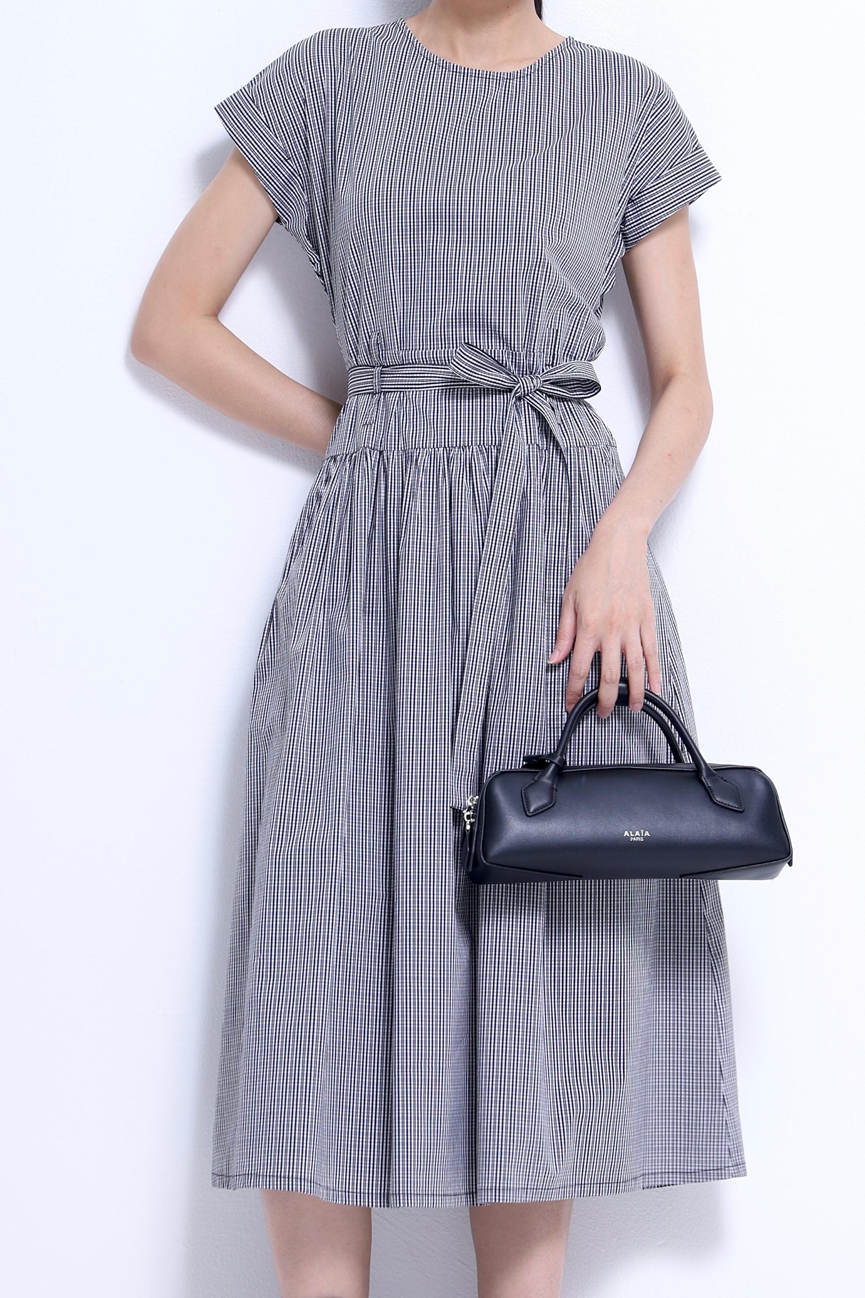 CD2157 ROUND NECK TIERED FLARE MIDI DRESS