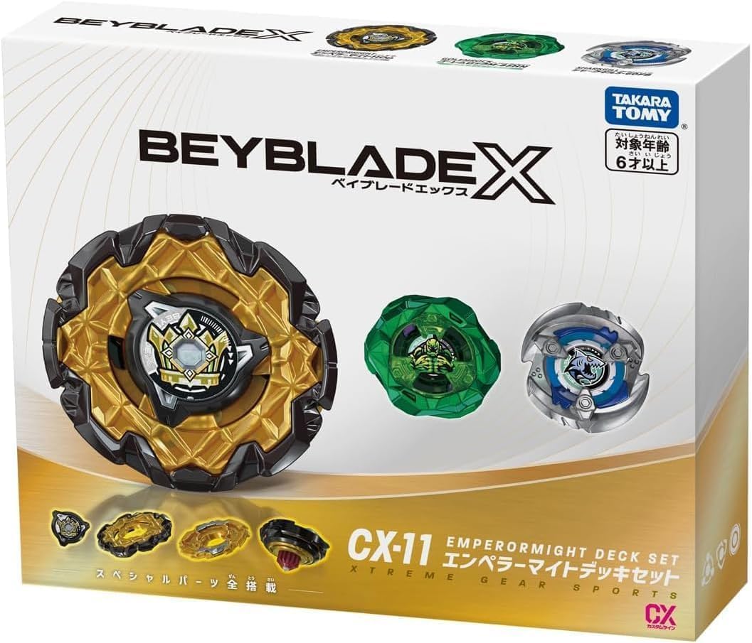 港版現貨 Takara Tomy 爆旋陀螺X - CX-11 甲板套裝 (帝皇霸權 HOp, 魔像巨石 M-85HN, 烈鯊鰓刃 5-60FB)