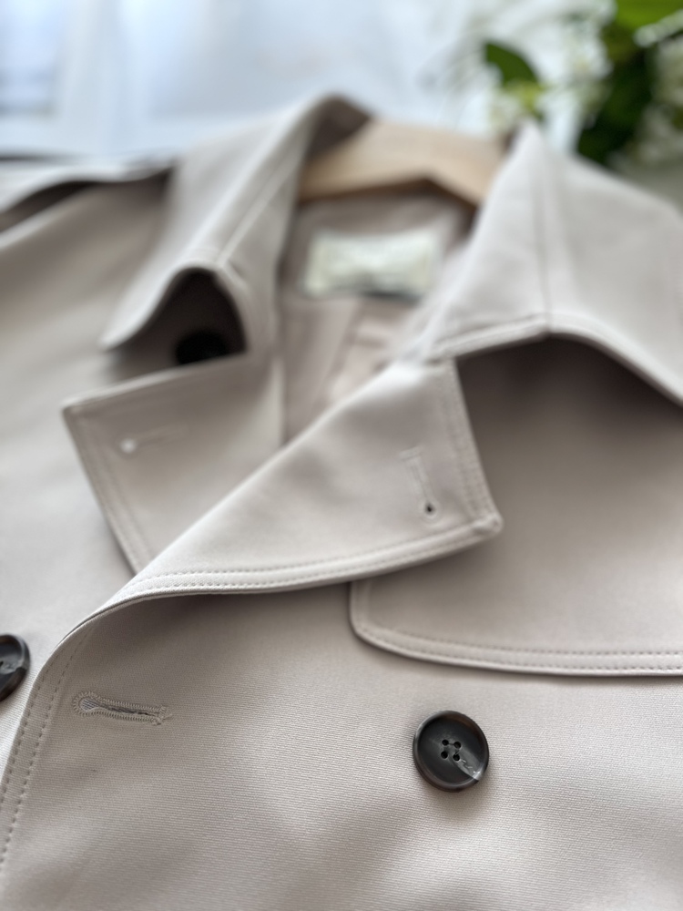 Trench-Style Short Coat (Beige)