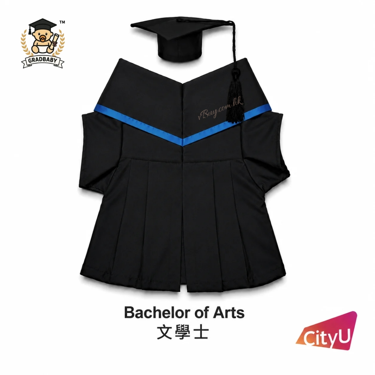 城大CityU公仔畢業袍-文學士 可綉名/校名/年份/校章 公仔畢業袍 Gradbaby