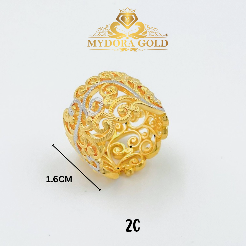 MYDORA Cincin Tiara Jawa Anggun Pahat (5G) l EMAS 916/22K