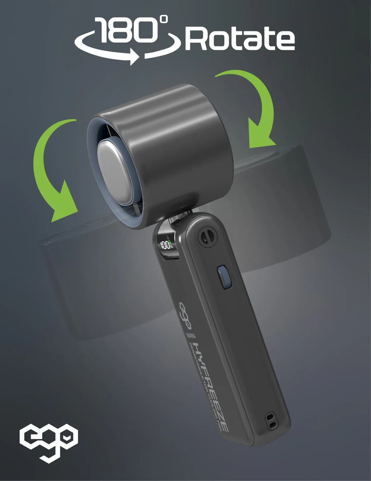 香港行貨 一年保養 ego - HyFreeze 半導體制冷風扇 冰敷手持高速風扇 18小時長氣 / 半導體制冷10度 / LED顯示 / 靜音 / 180度角度調較 HF1