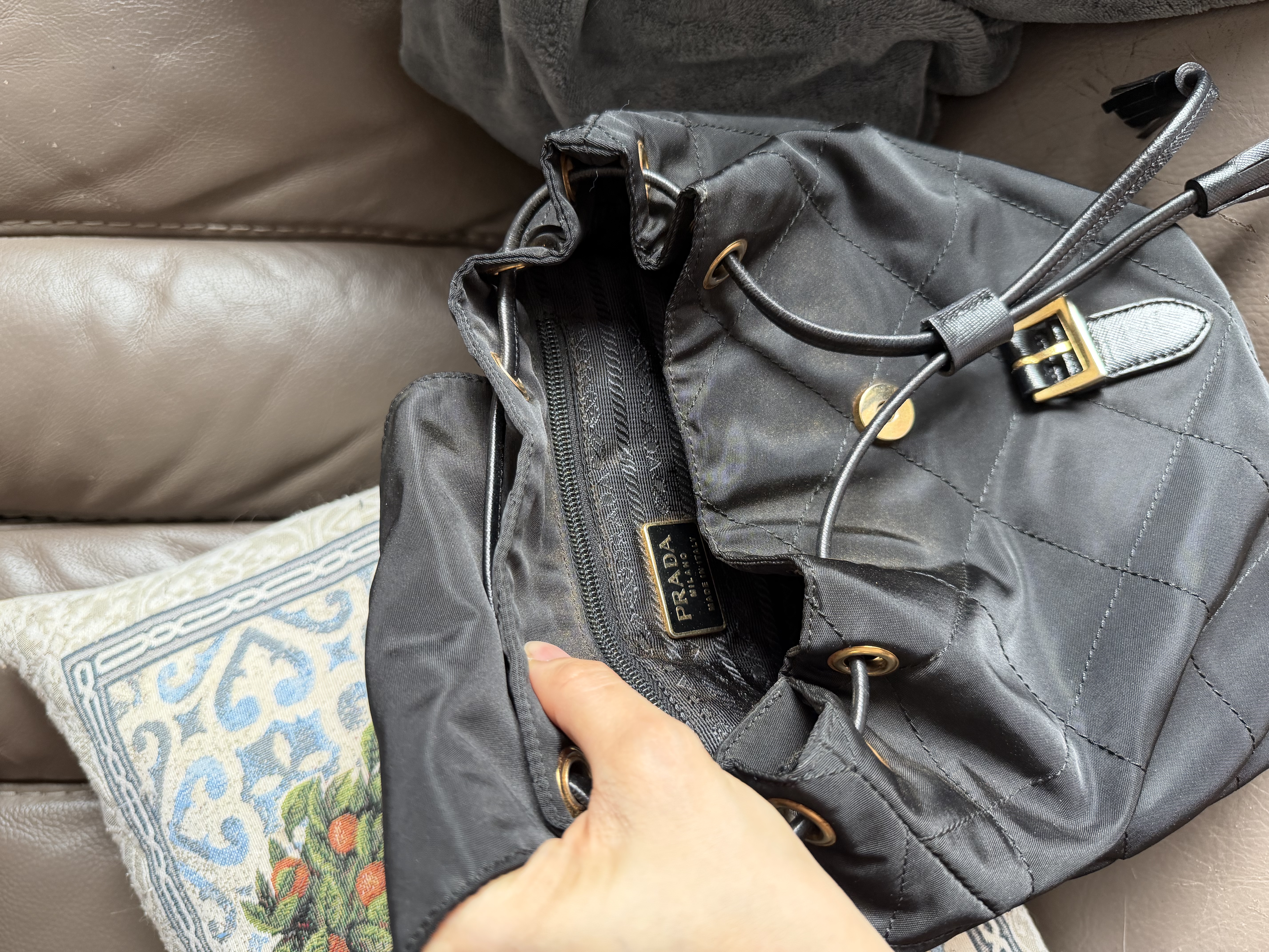 Prada black nylon backpack