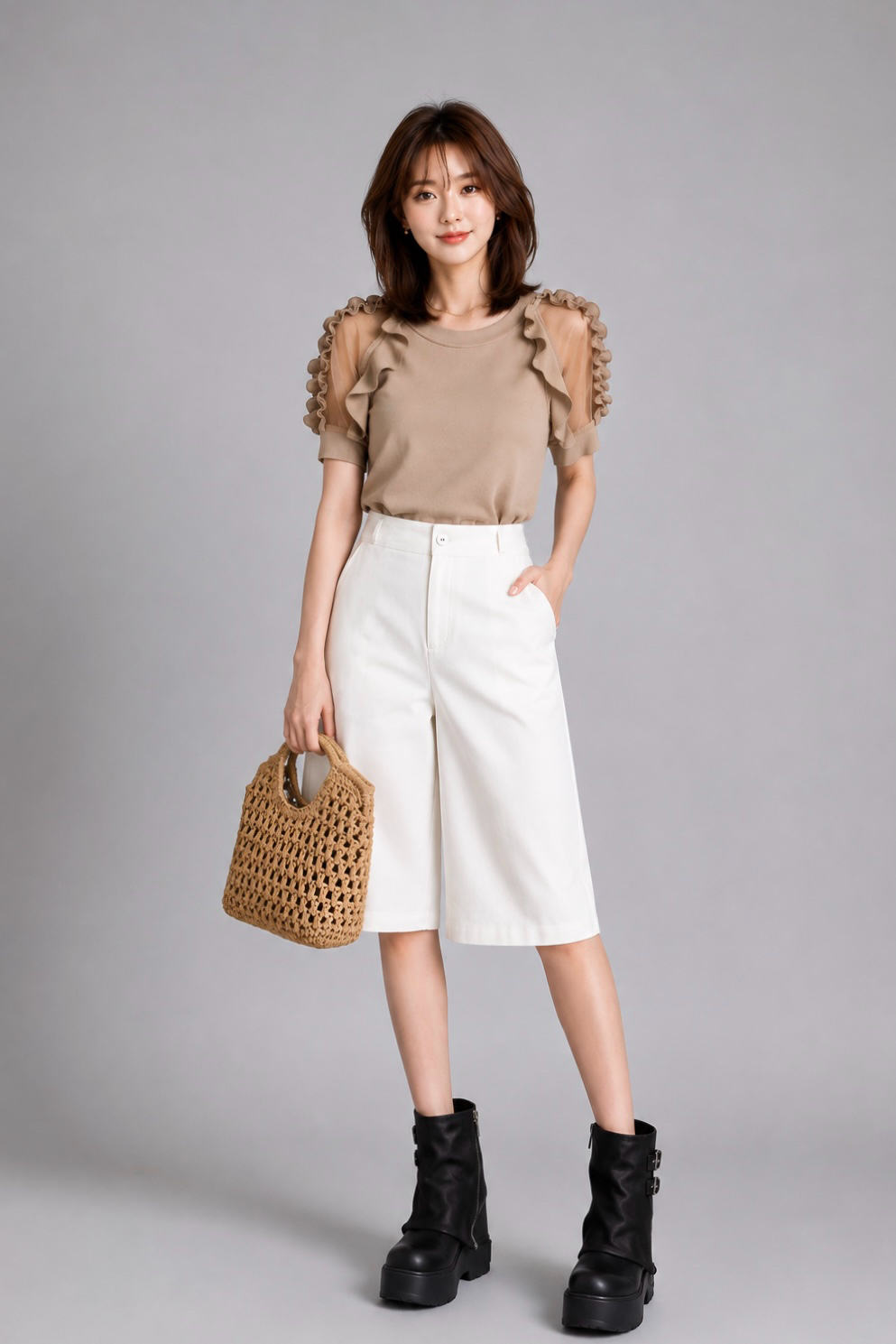 985679 Valerie Tailored Wide-Leg Culotte Pants
