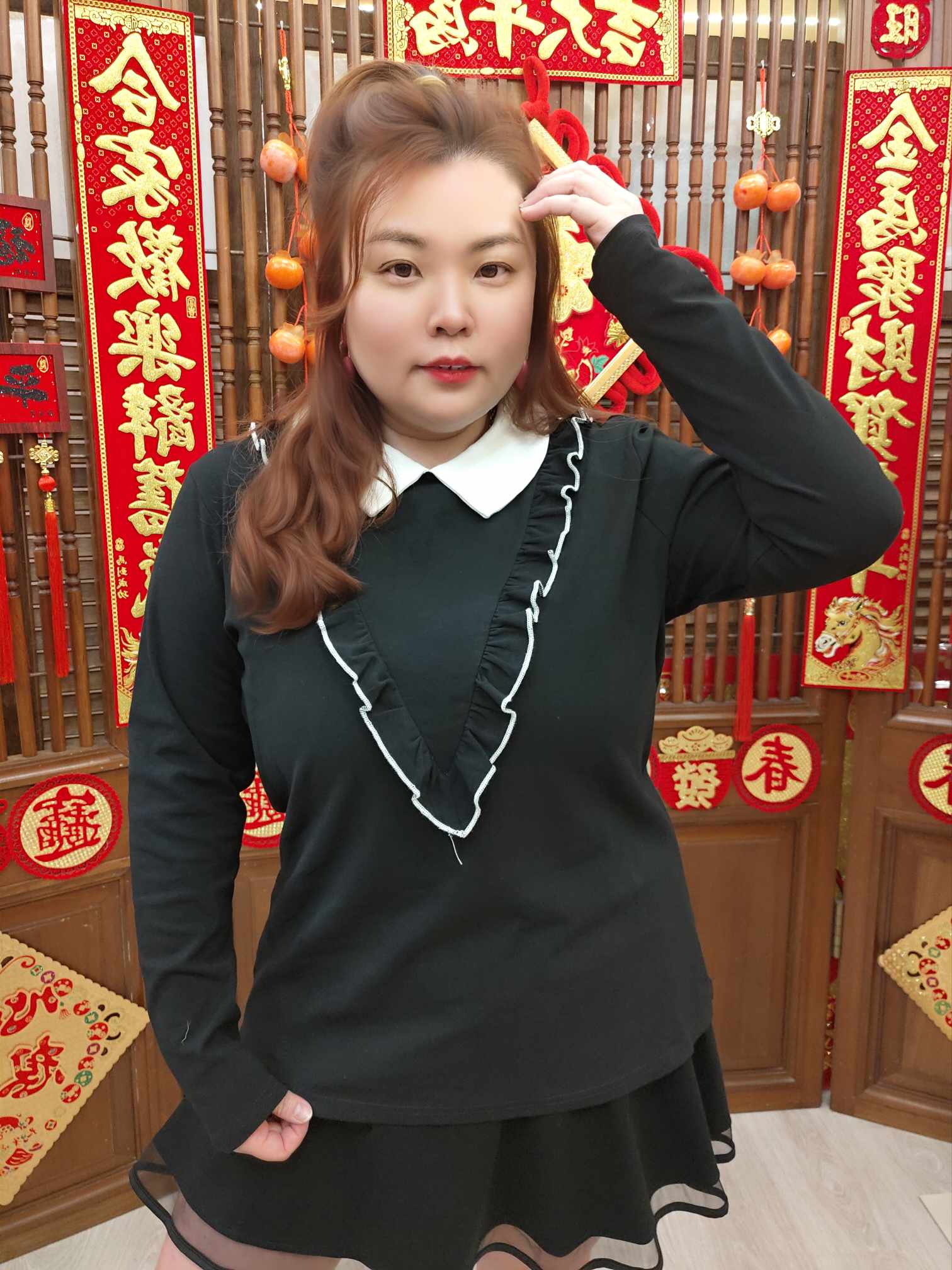 NFE09 TW#6113 长袖娃娃领上衣