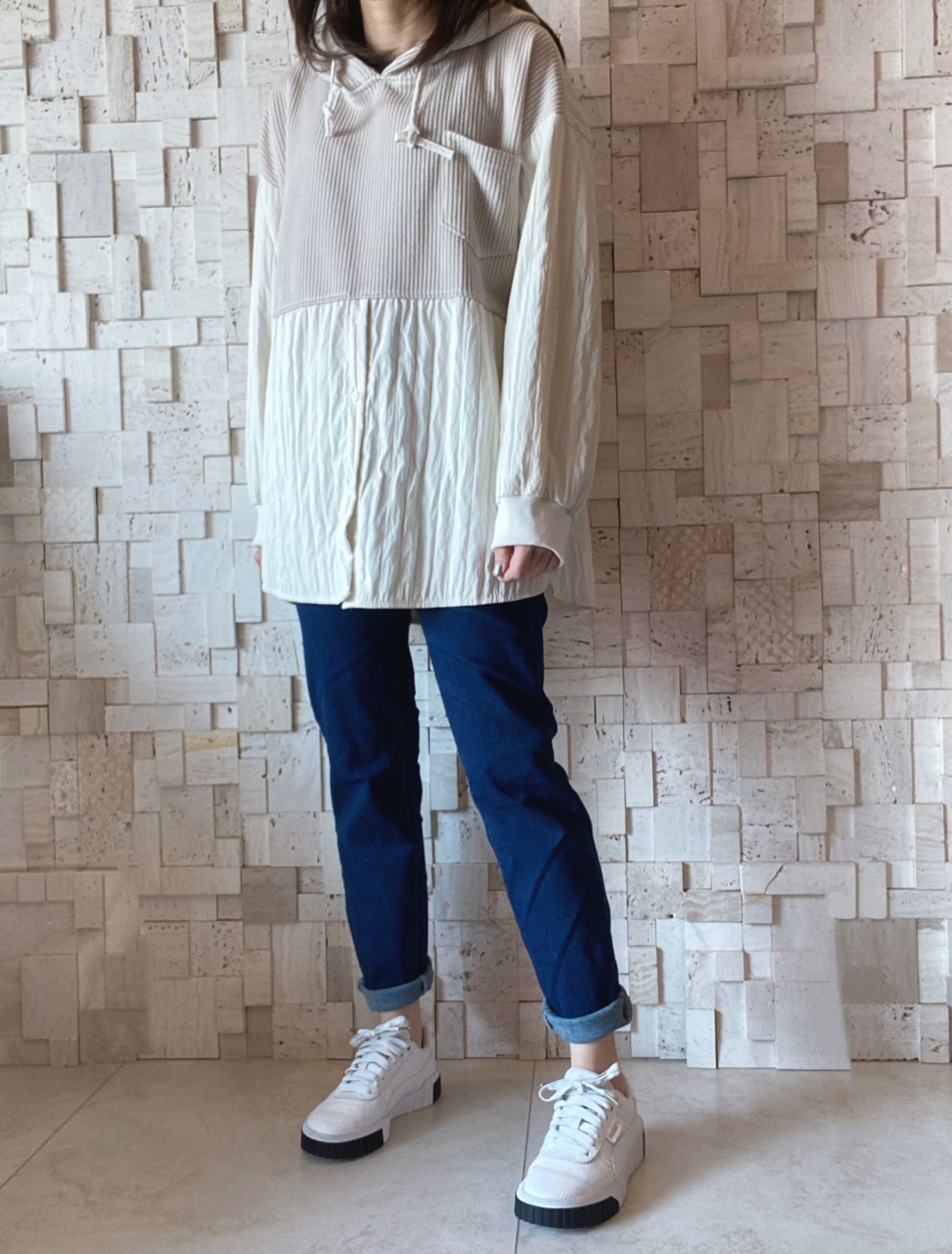 #2060 線棉拼皺布Top