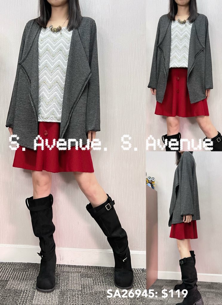 SA26945: 長袖假兩件外套拼lace